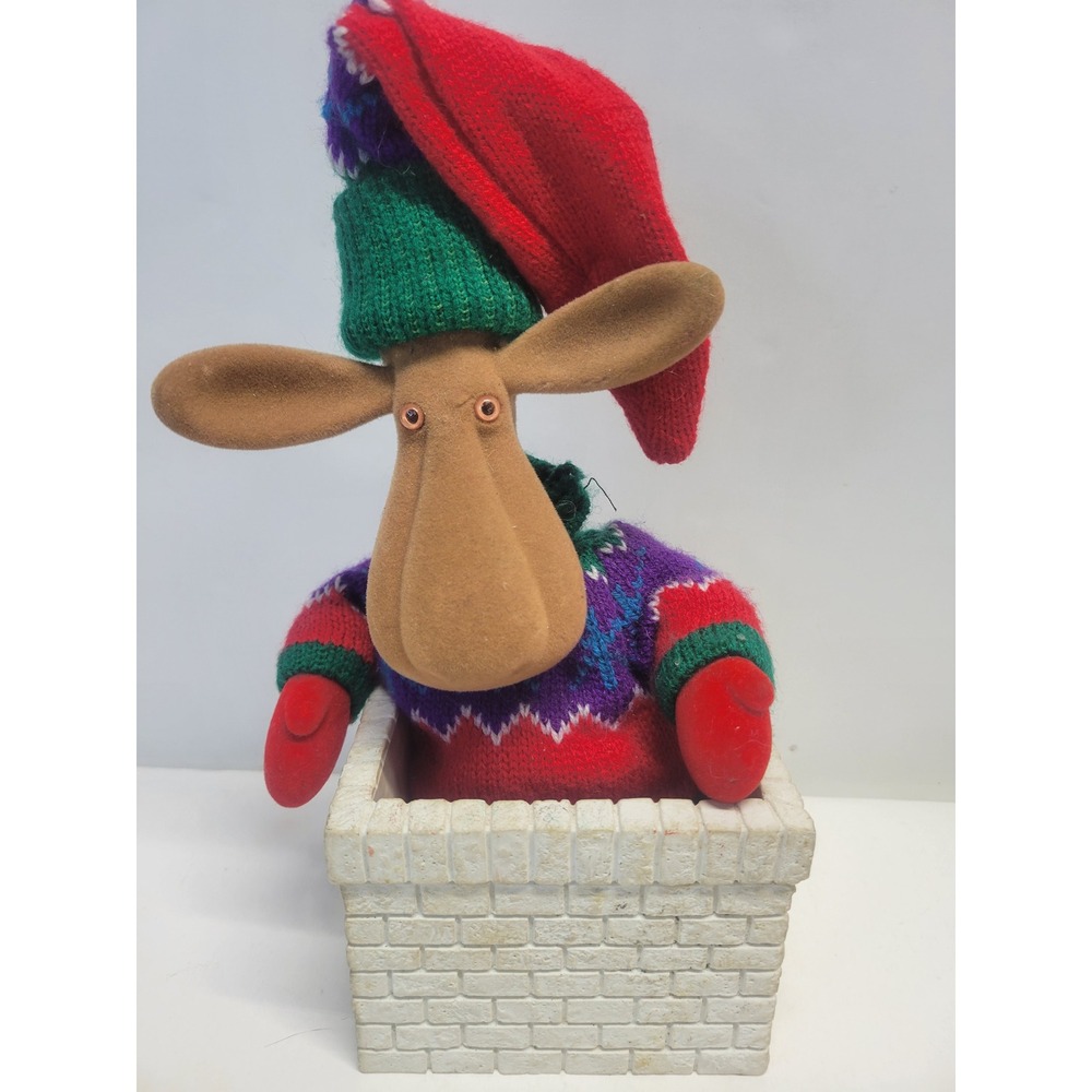 Vtg Christmas Musical wind‎ up Moose "Winter wonderland"- working